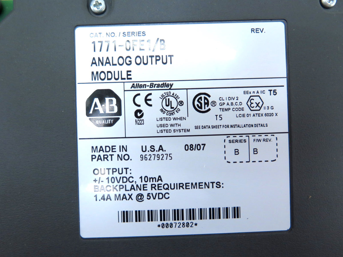 Allen-Bradley 1771-0FE1 1771-0FE1/B Analog Output Module - Advance Operations
