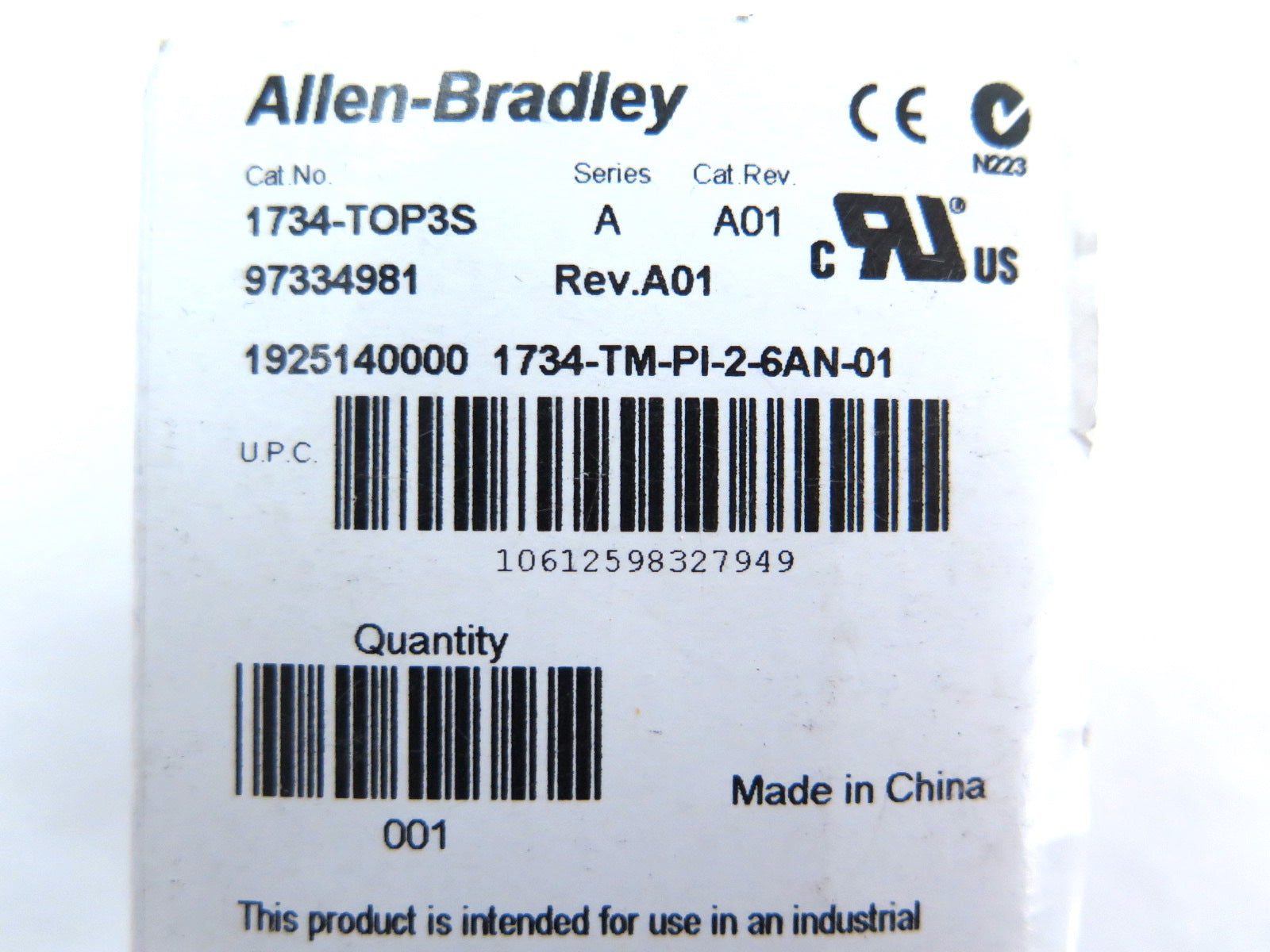 Allen-Bradley 1734-TOP3S I/O Terminal Base Ser.A - Advance Operations