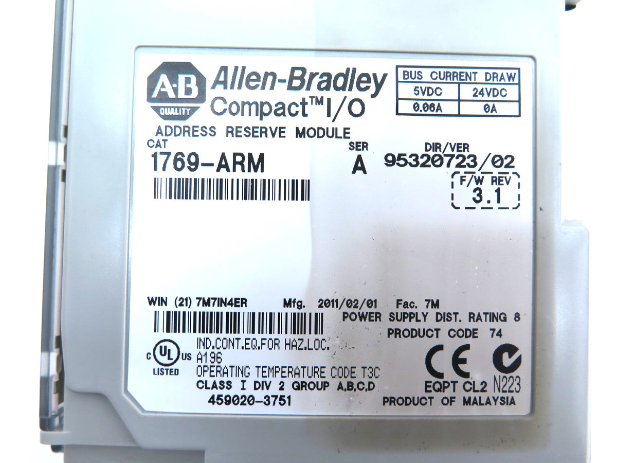 Allen-Bradley 1769-ARM Address Reserve Module - Advance Operations