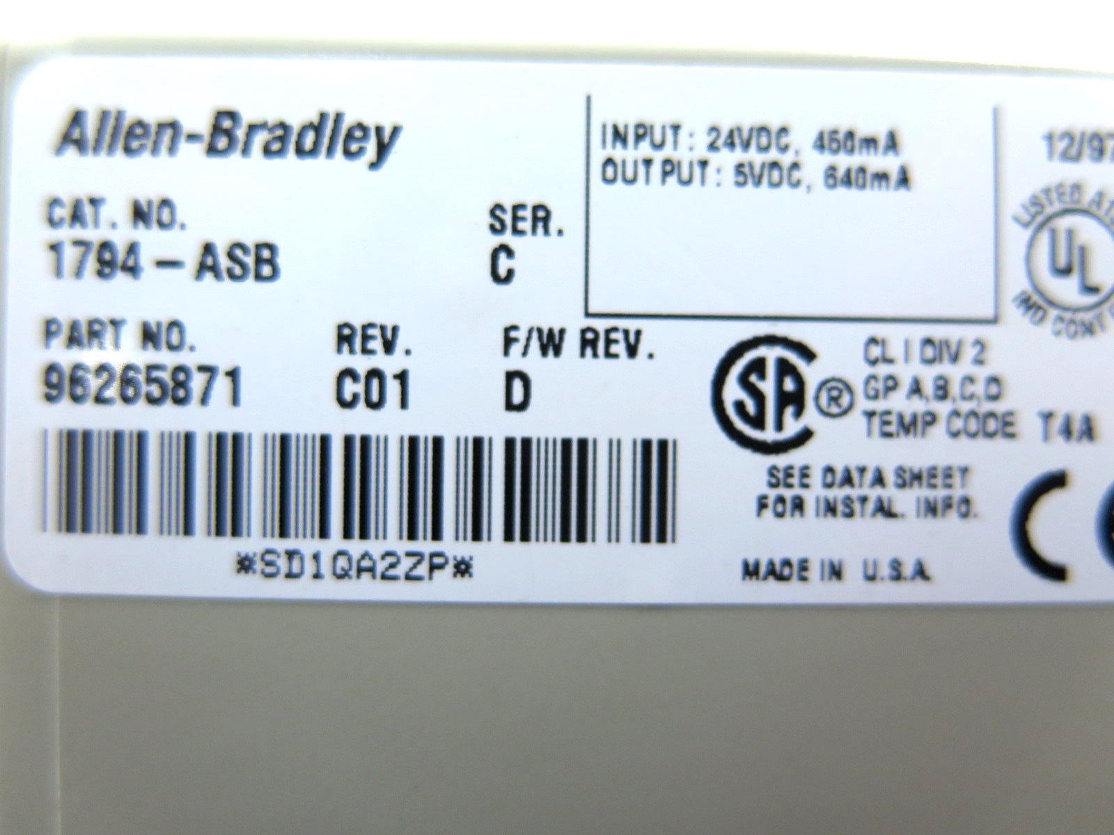 Allen-Bradley 1794-ASB Flex I/O 24VDC Power Supply - Advance Operations