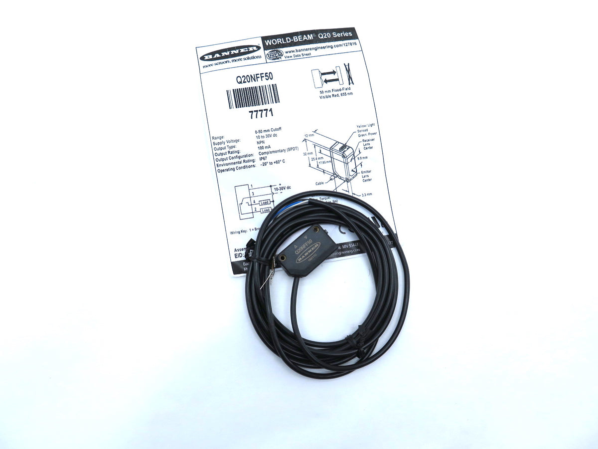 Banner Q20NFF50 77771 World-Beam Fixed- Field Sensor - Advance Operations