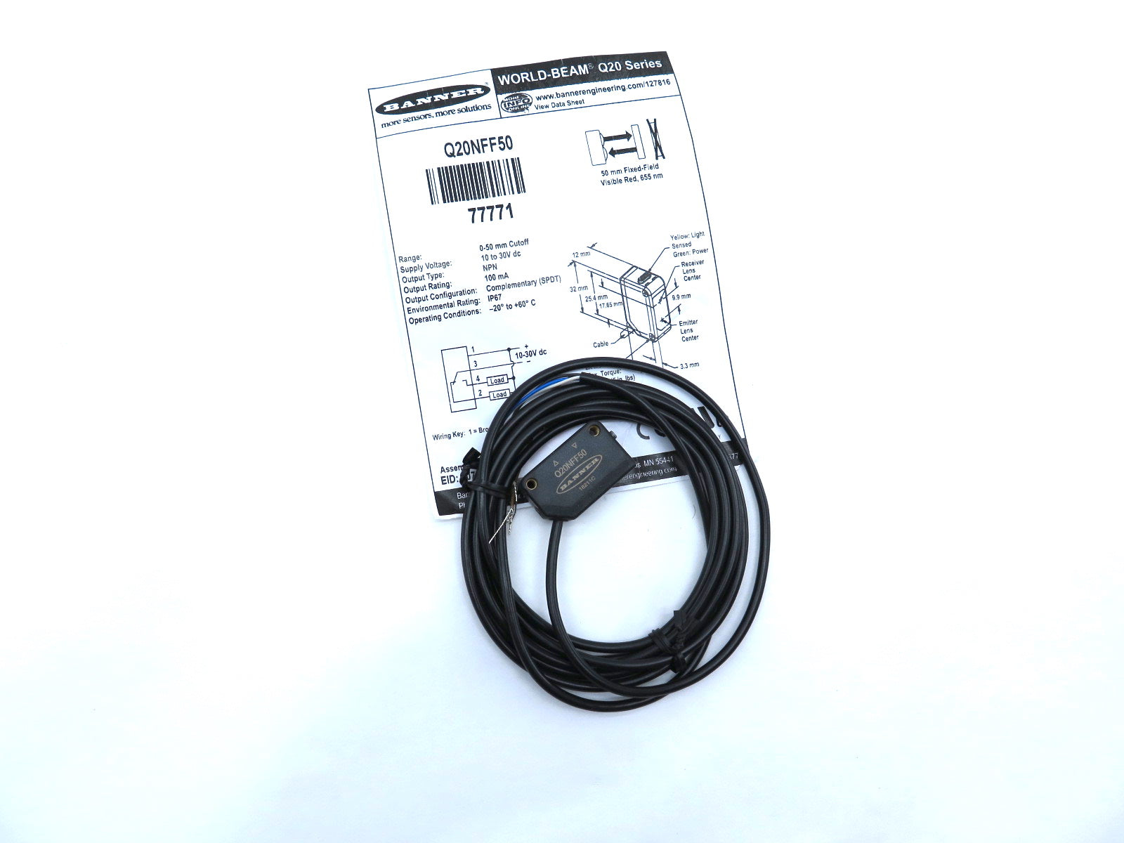 Banner Q20NFF50 77771 World-Beam Fixed- Field Sensor - Advance Operations
