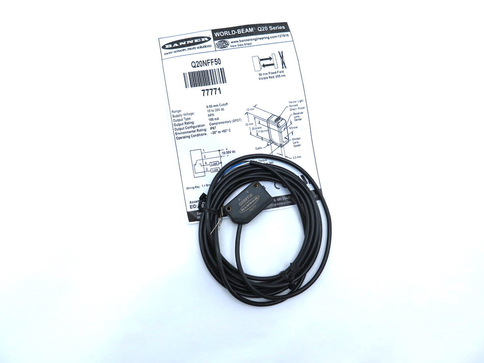 Banner Q20NFF50 77771 World-Beam Fixed- Field Sensor - Advance Operations