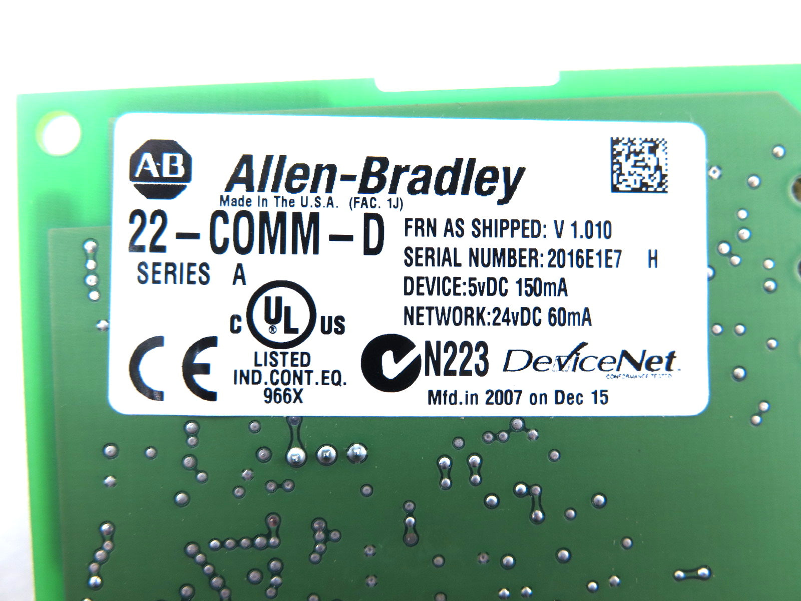 Allen-Bradley 22COMM-D DeviceNet Adapter - Advance Operations