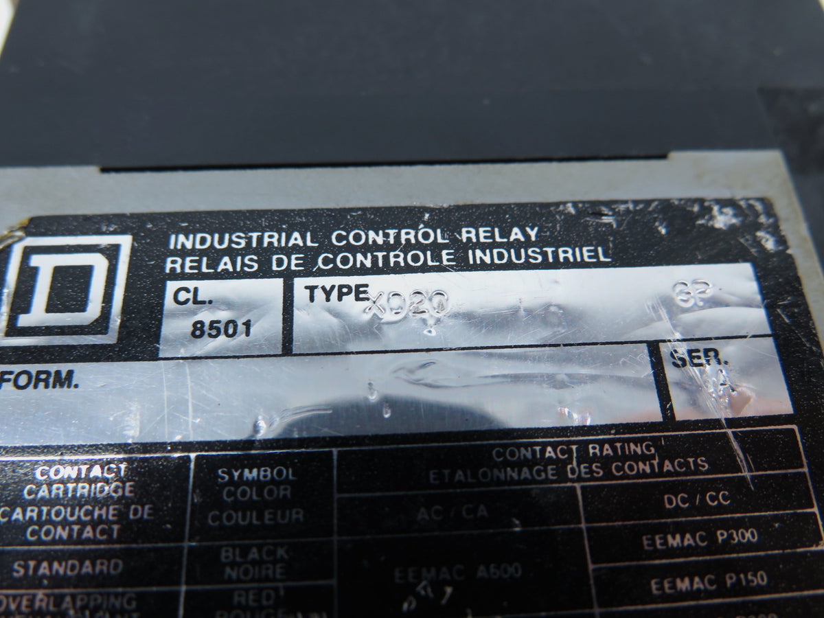 Square D 8501X020 Control Relay - Advance Operations