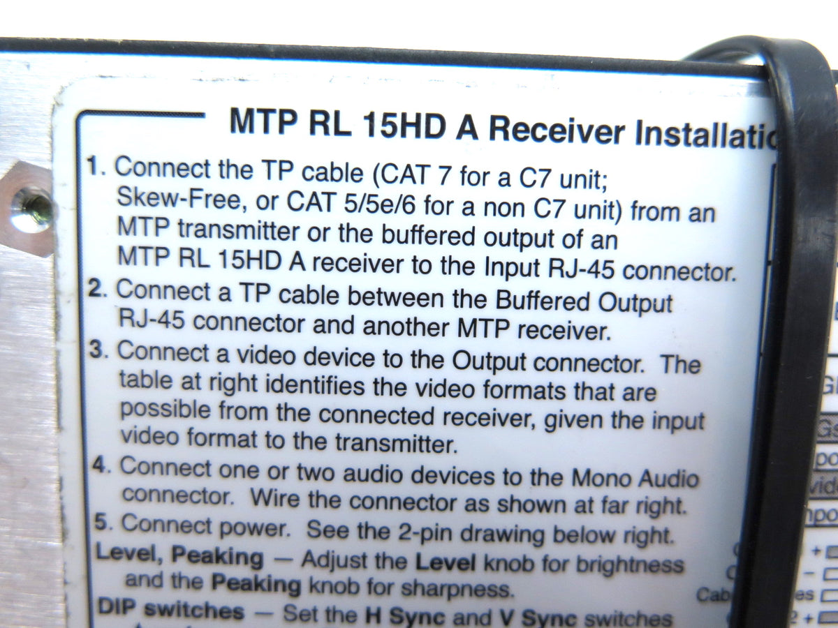 Extron MTP RL 15HD A Twisted Pair Transmitter for VGA - Advance Operations