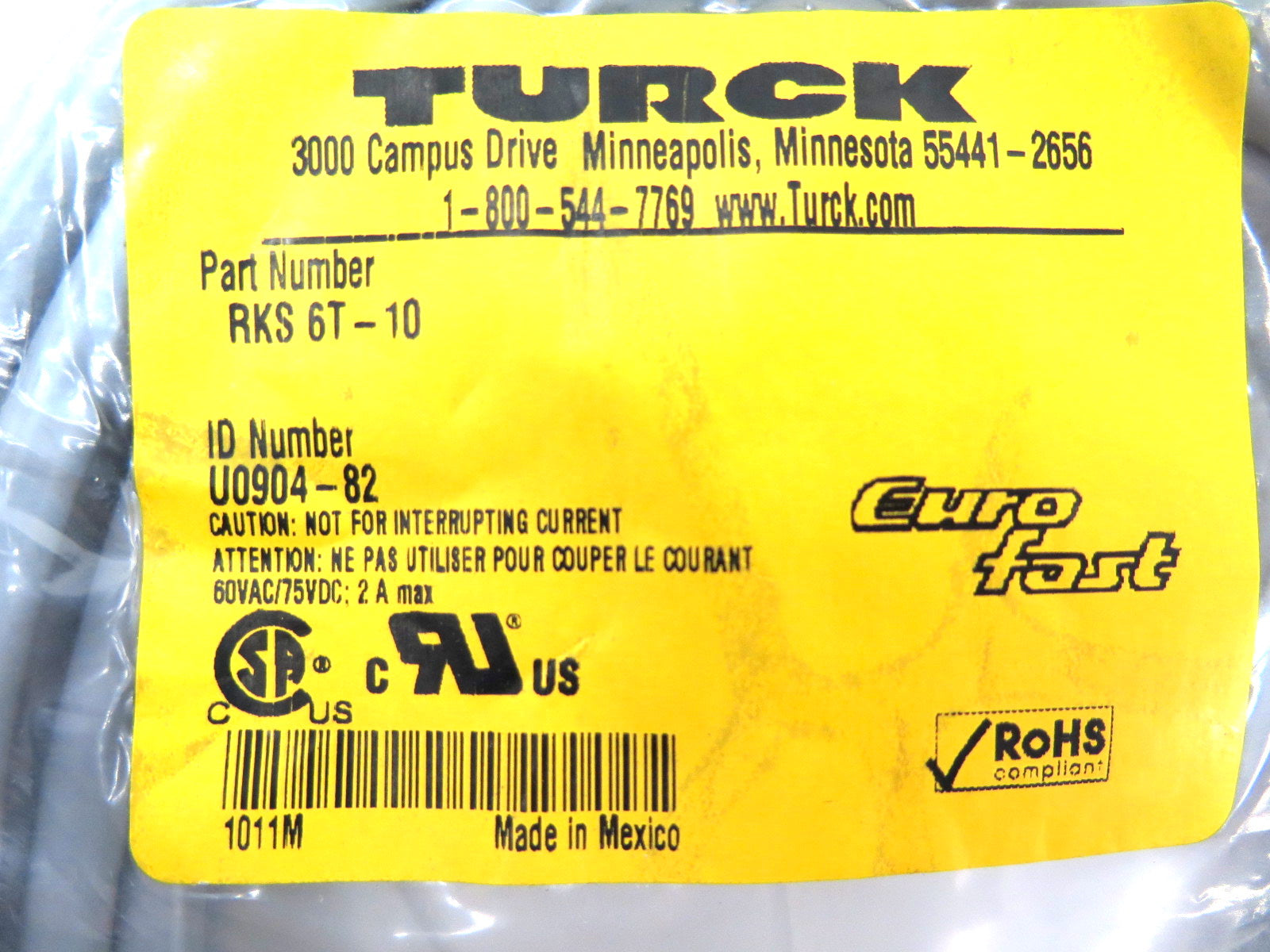 Turck RKS 6T-10 Actuator Sensor Cordset - Advance Operations