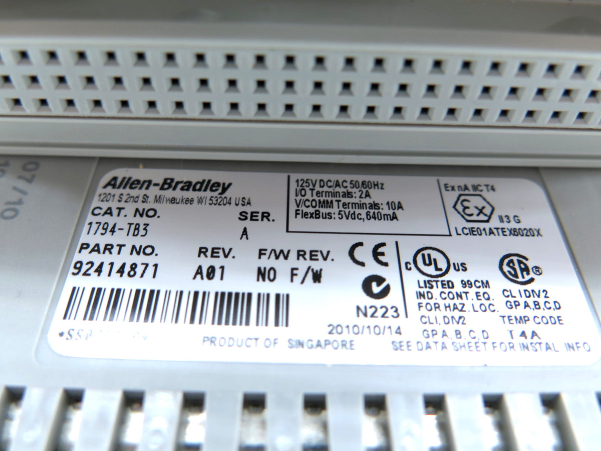 Allen-Bradley 1794-TB3 Flex I/O Terminal Base - Advance Operations