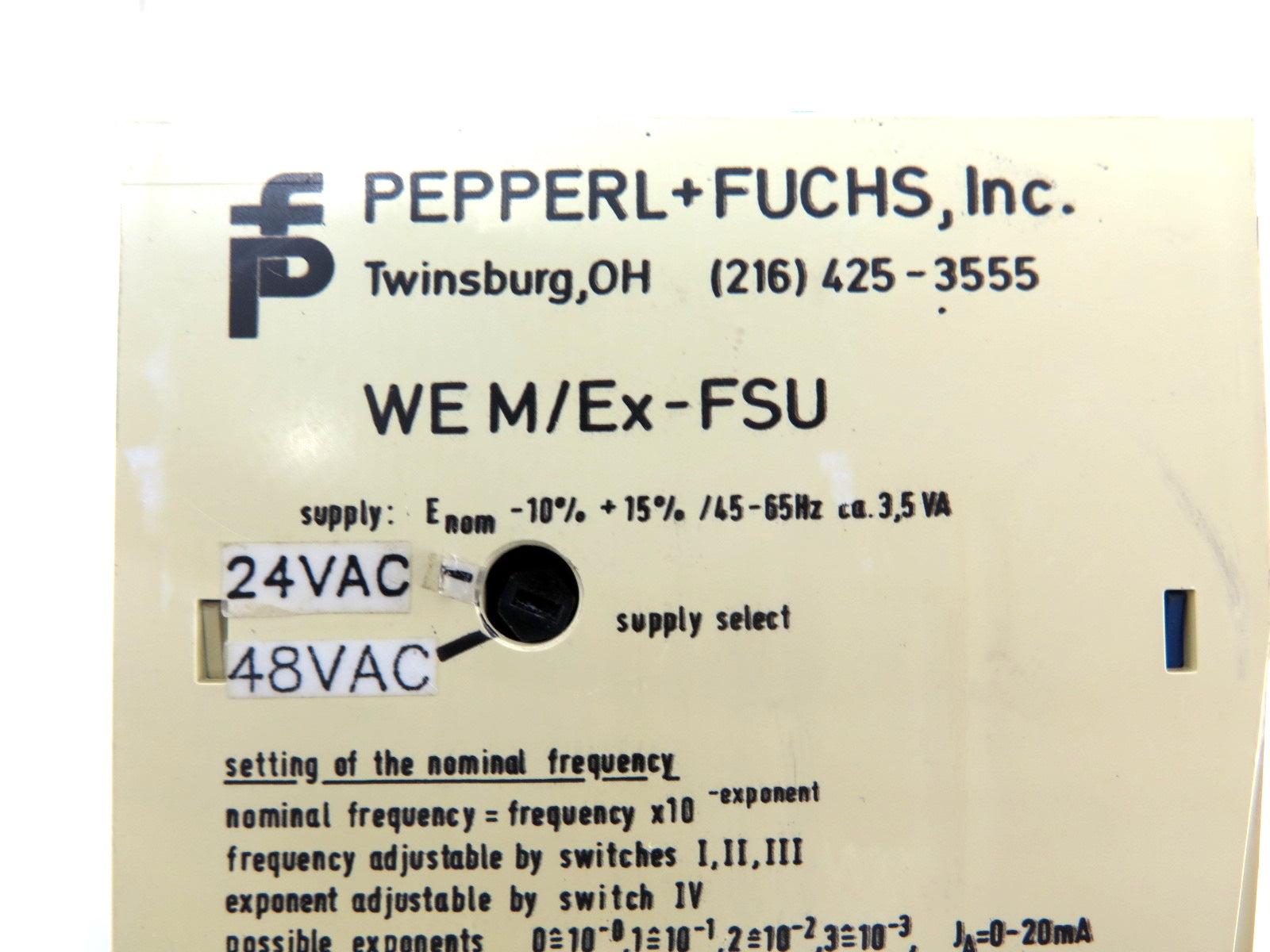 Pepperl+Fuchs WE M/Ex-FSU Motor Rotating Sensing Safety Relay - Advance Operations