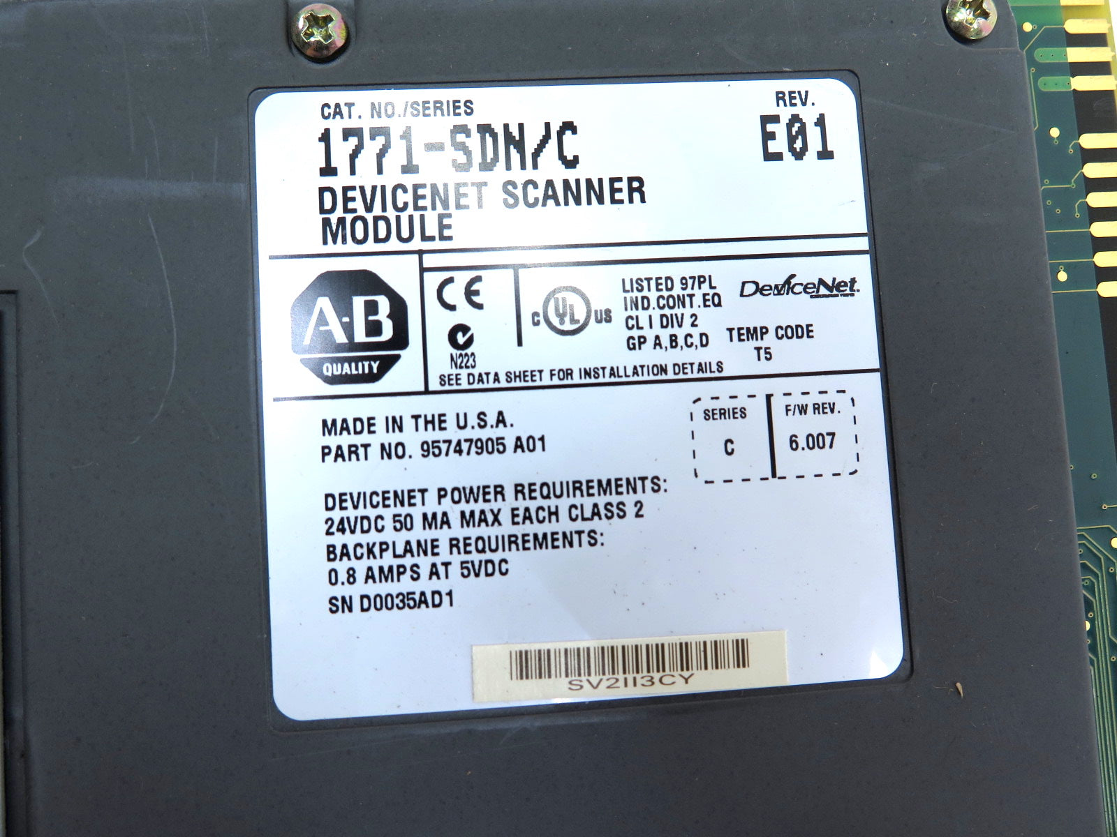 Allen-Bradley 1771-SDN/C DeviceNet Scanner Module - Advance Operations