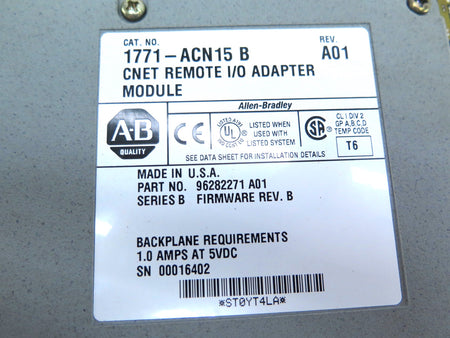 Allen-Bradley 1771-ACN15 B CNet Remote I/O Adapter Module - Advance Operations