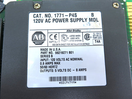 Allen-Bradley 1771-P4S 120VAC Power Supply MDL Ser.B - Advance Operations