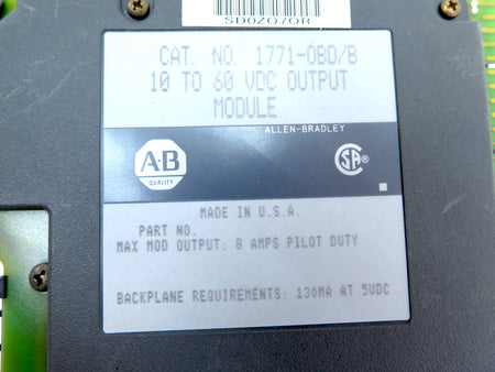 Allen-Bradley 1771-OBD/B 10 To 60 VDC Output Module - Advance Operations