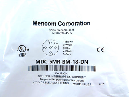 Mencom MDC-5MR-BM-18-DN DeviceNet Drop 5-Pin Male - Advance Operations
