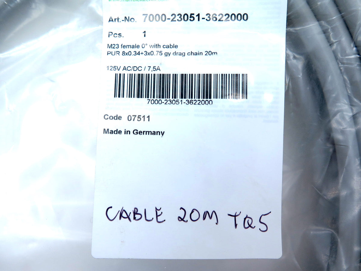 Murr Elektronik Cable-20M-TQ5 M23 Female 0 Deg. With Cable - Advance Operations