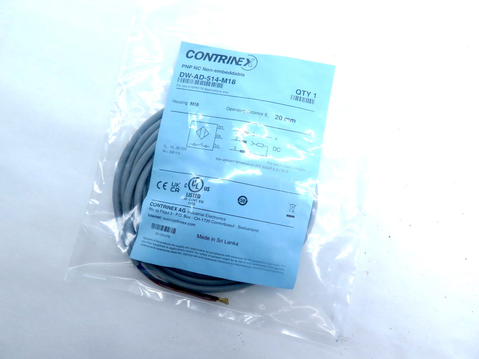 Contrinex DW-AD-514-M18 Proximity Switch Sensor - Advance Operations