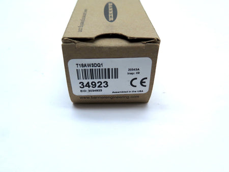 Banner T18AW3DQ1 / 34923 Photoelectric Sensor - Advance Operations