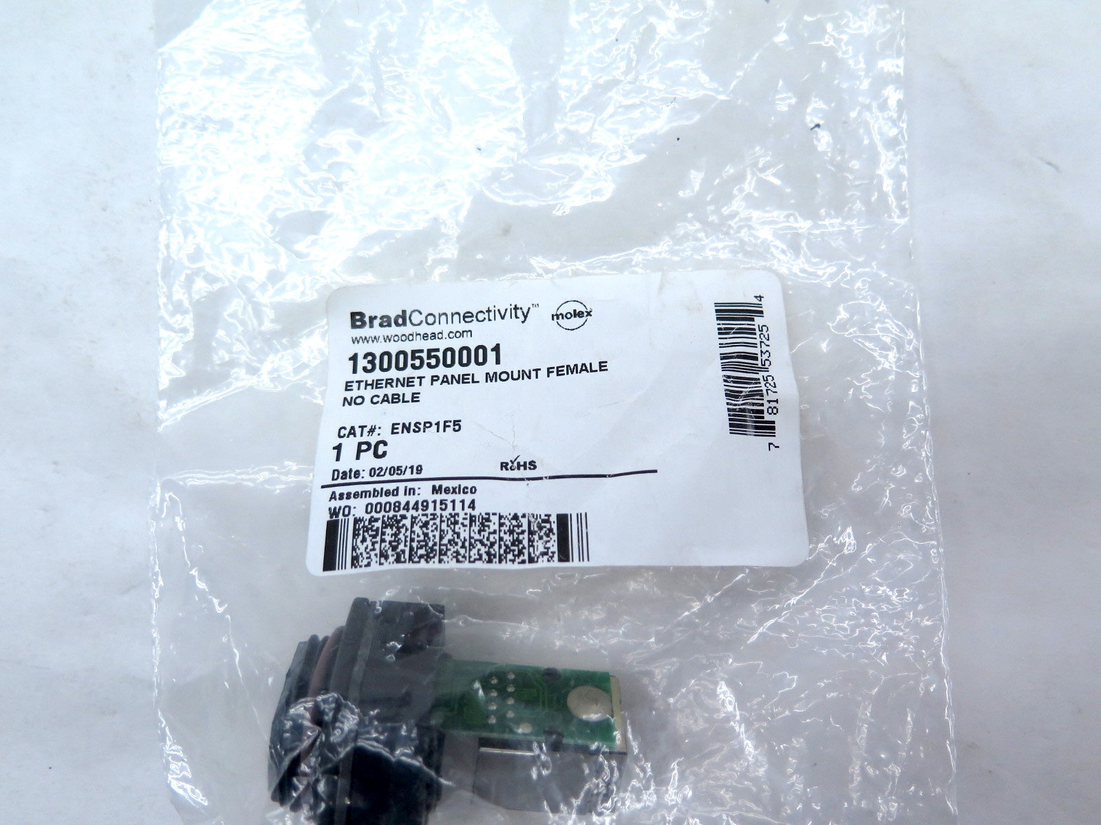 Woodhead 1300550001 Ethernet Panel Mount Female - Advance Operations
