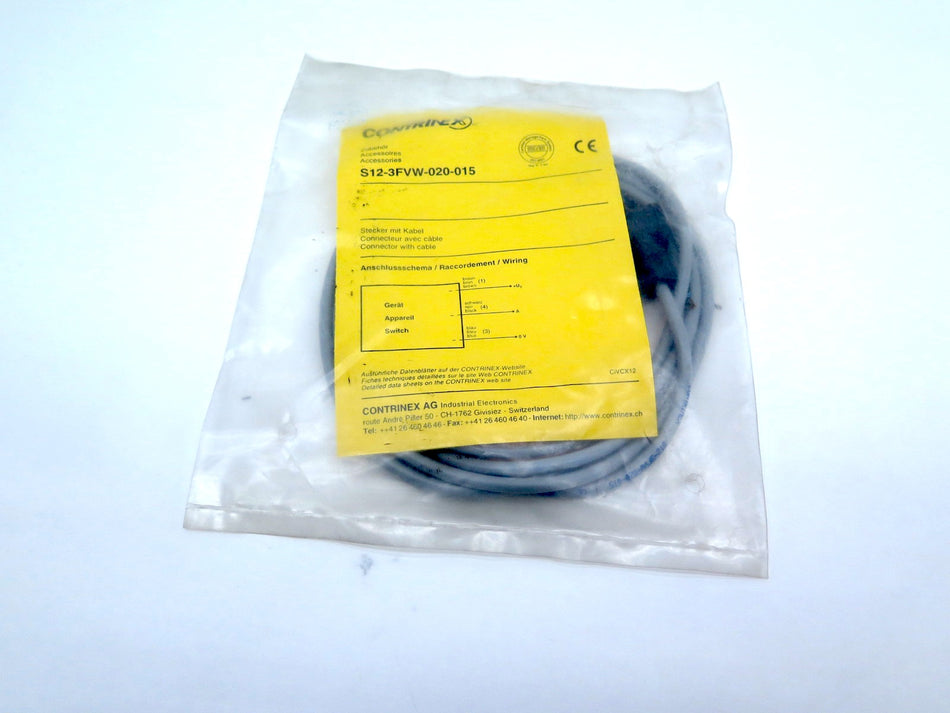 Contrinex S12-3FVW-020-015 Connector Cable - Advance Operations