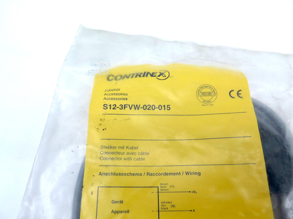 Contrinex S12-3FVW-020-015 Connector Cable - Advance Operations