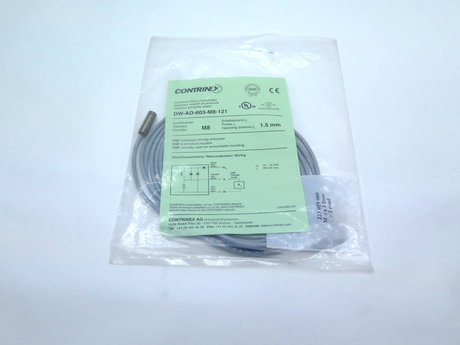 Contrinex DW-AD-603-M8-121 Inductive Proximity Switch - Advance Operations