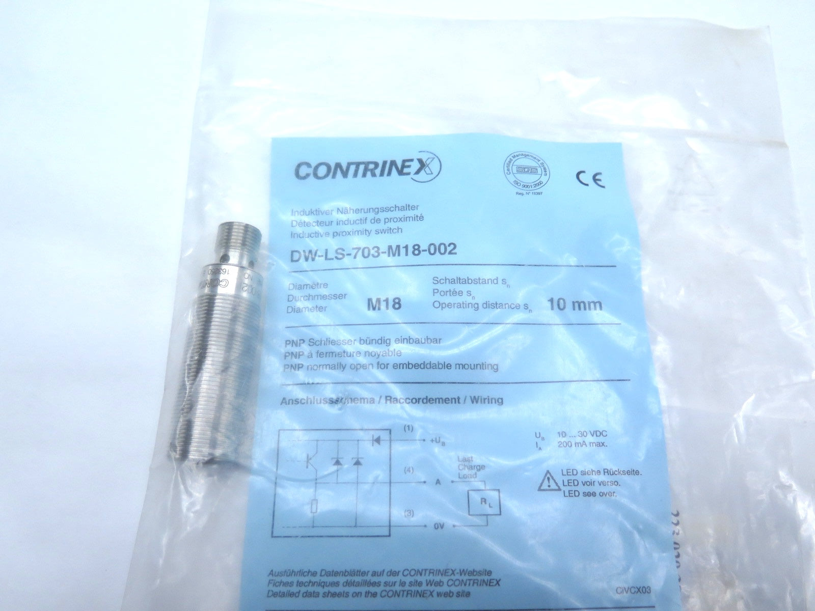 Contrinex DW-LS-703-M18-002 Inductive Proximity Switch - Advance Operations