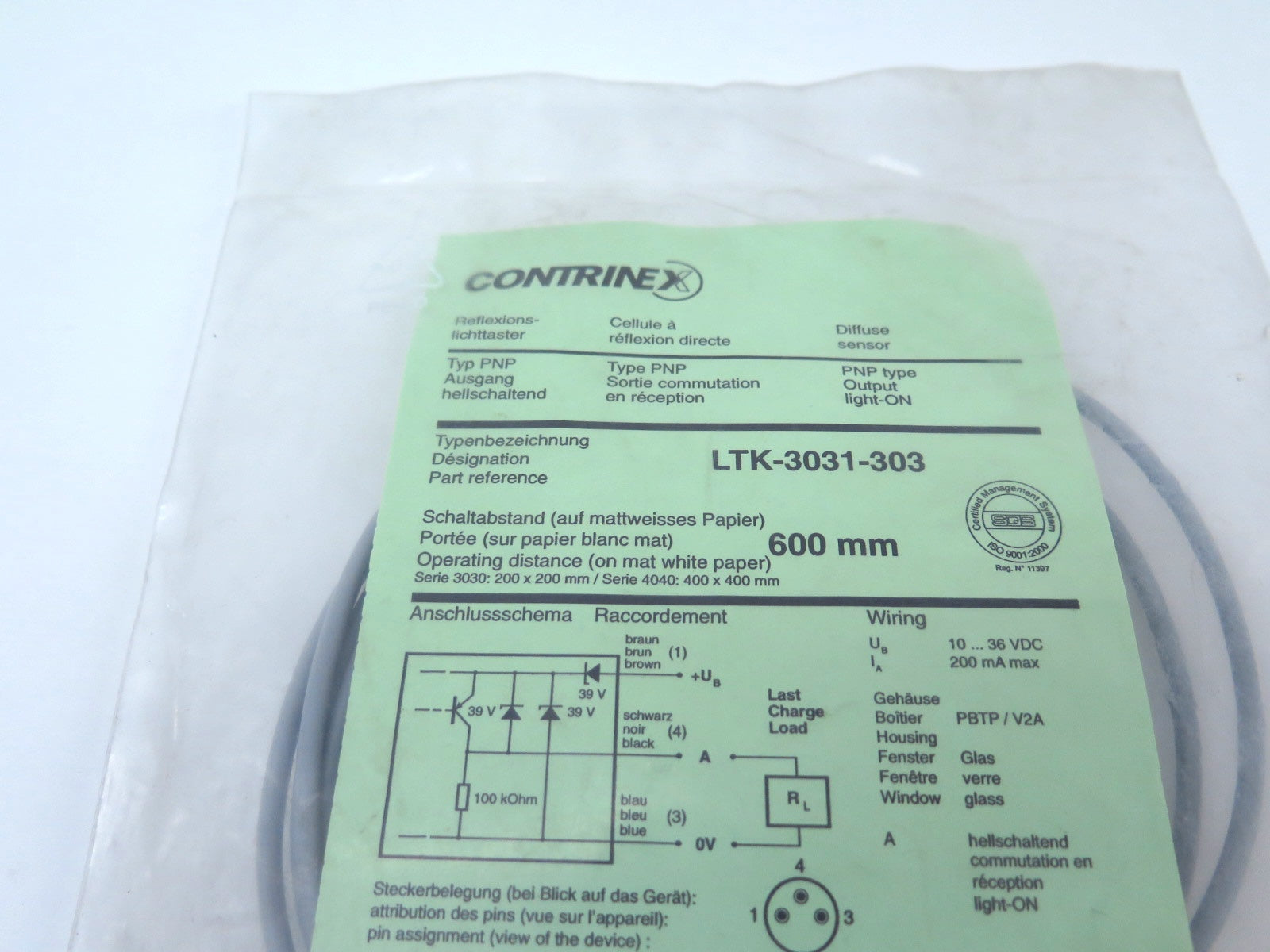 Contrinex LTK-3031-303 Photoelectric Sensor - Advance Operations