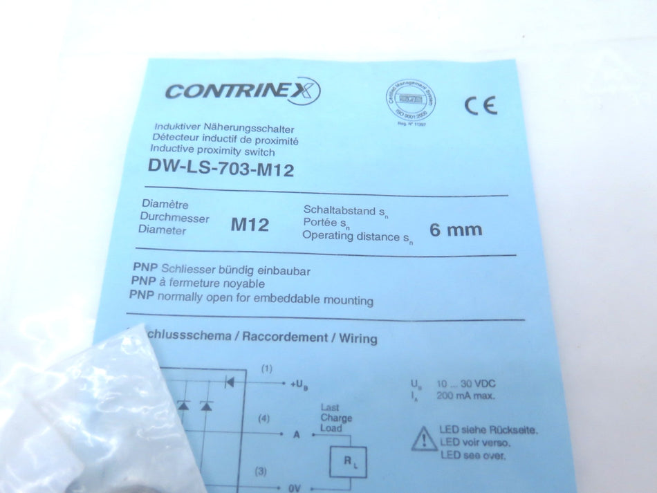 Contrinex DW-LS-703-M12 Inductive Proximity Switch - Advance Operations