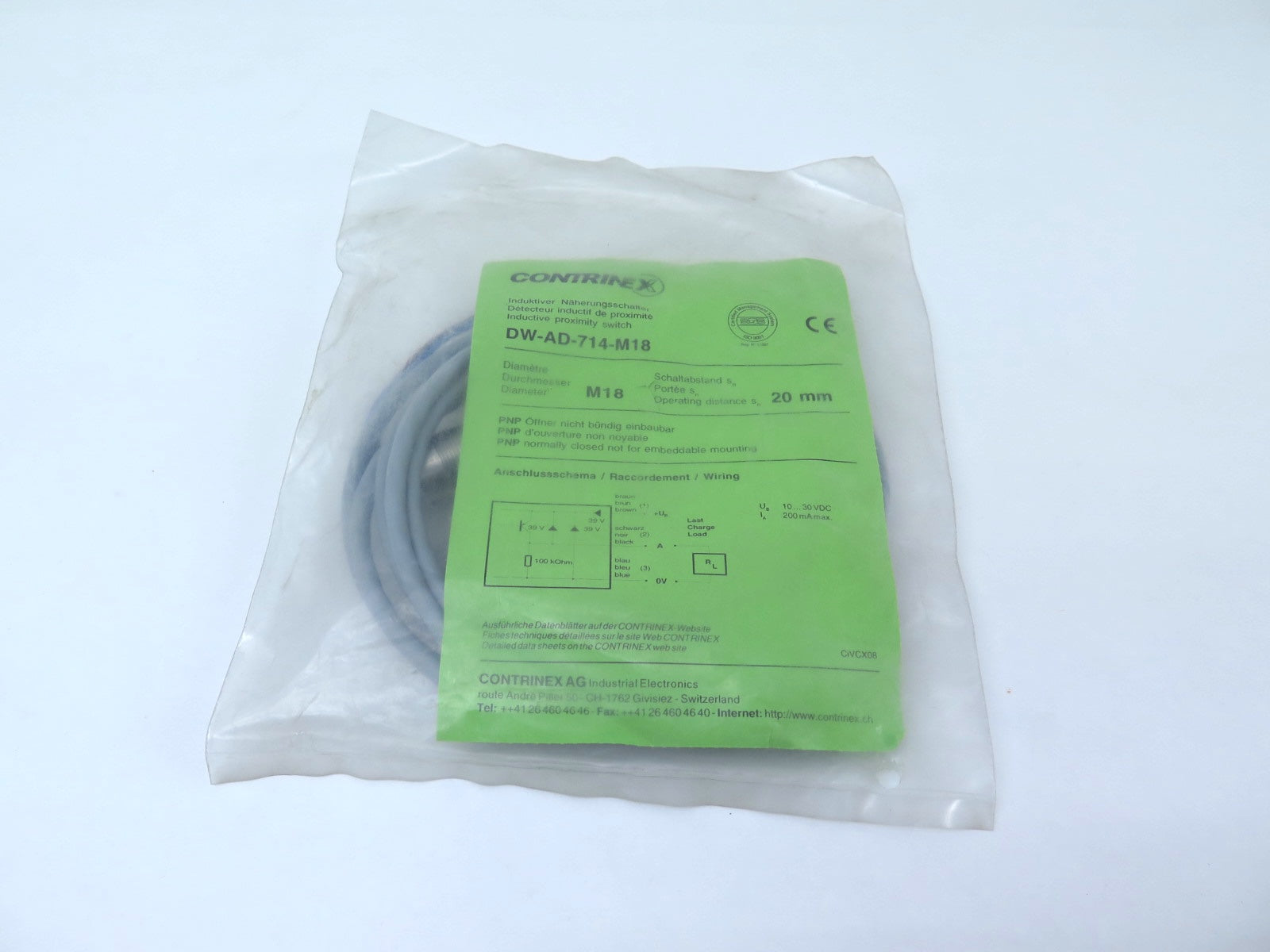 Contrinex DW-AD-714-M18 Inductive Proximity Sensor - Advance Operations