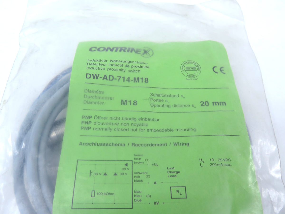 Contrinex DW-AD-714-M18 Inductive Proximity Sensor - Advance Operations