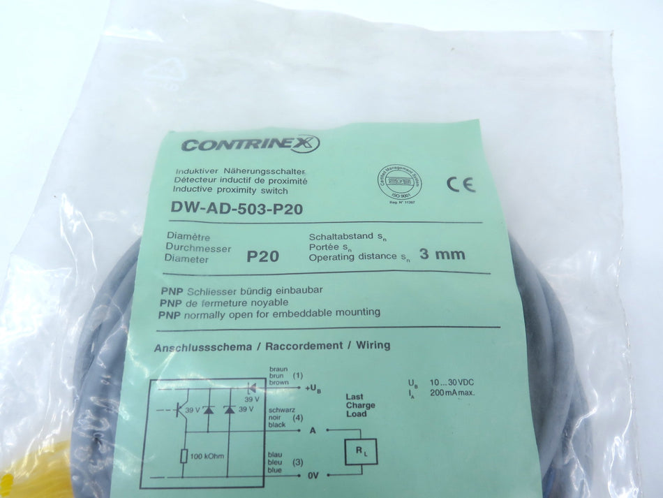 Contrinex DW-AD-503-P20 Inductive Proximity Sensor - Advance Operations