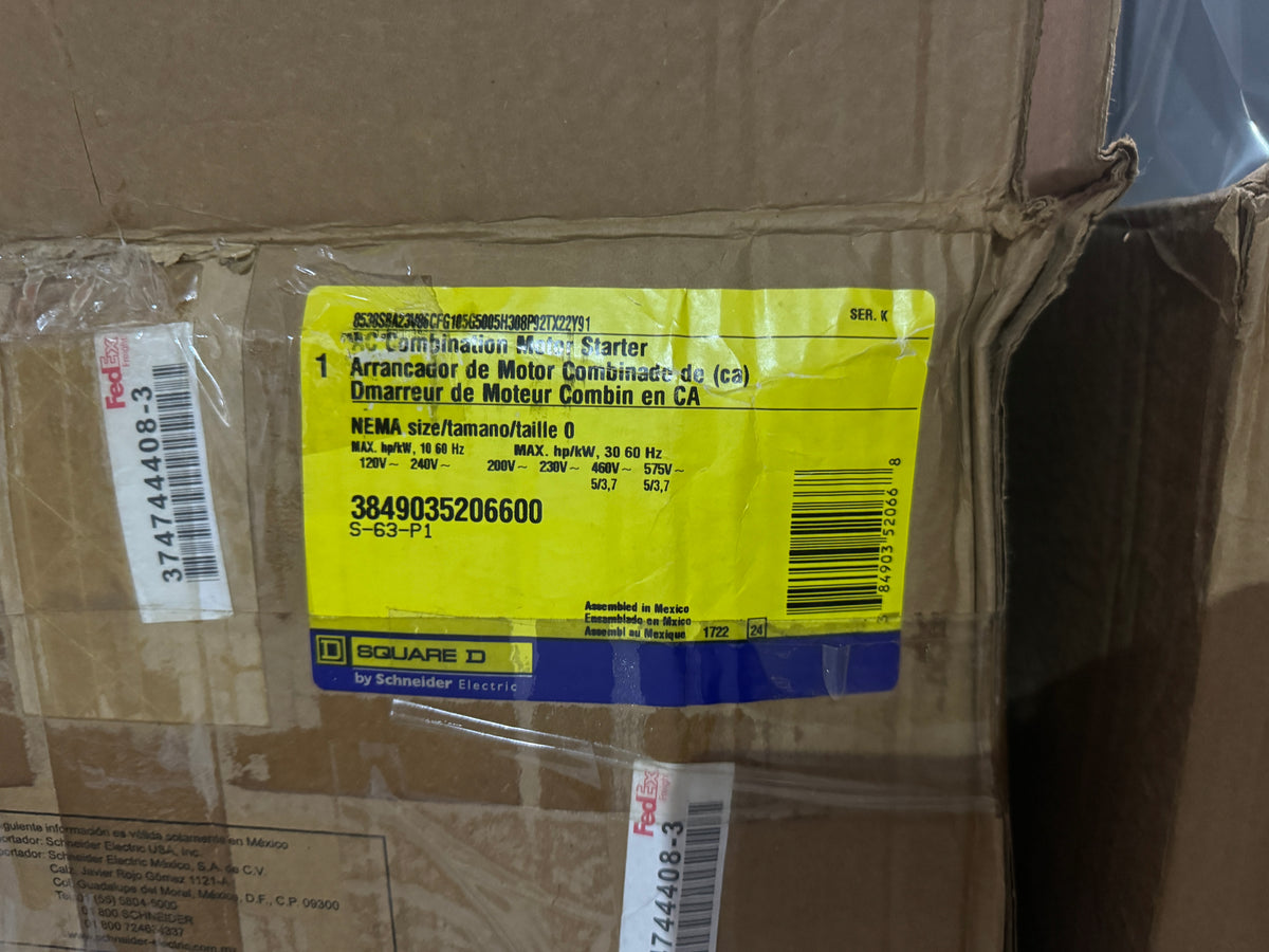 Square D 8538SBA23V Nema Size 0 Combination Motor Starter 5HP 600V - Advance Operations