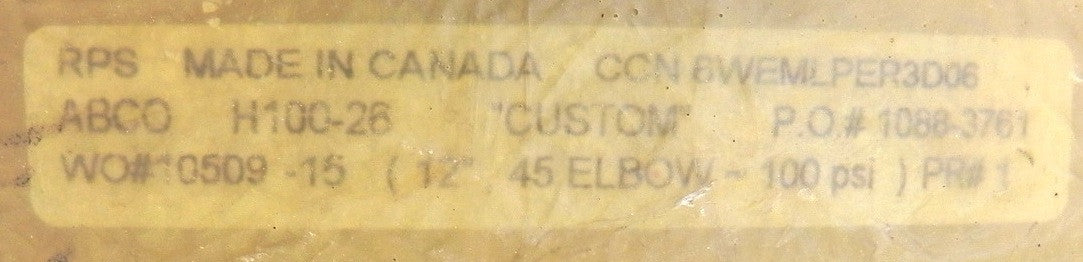 RPS ABCO Fiberglass FRP Short Elbow 45 Deg 12" - Advance Operations