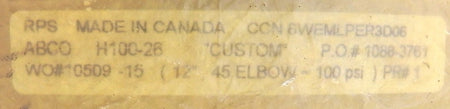 RPS ABCO Fiberglass FRP Short Elbow 45 Deg 12" - Advance Operations