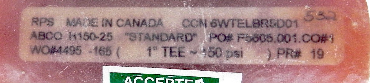 RPS ABCO Fiberglass FRP Tee 1" - Advance Operations