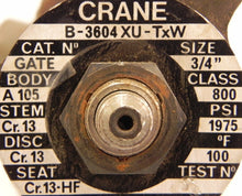 Load image into Gallery viewer, Crane B-3604XU-TxW Gate Valve 3/4&quot; NPT / 3/4&quot; Weld Class 800 - Advance Operations
