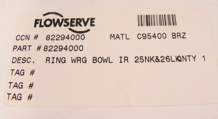 Flowserve Aluminum Bronze Wear Ring 82294000 - Advance Operations