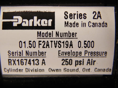 Parker Pneumatic Cylinder 1.5" DIA x 0.5" F2ATVS19A - Advance Operations
