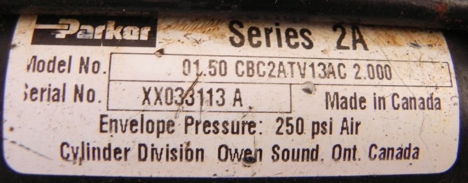 Parker Pneumatic Cylinder 1.5 DIA X 2" CBC2ATV13AC - Advance Operations