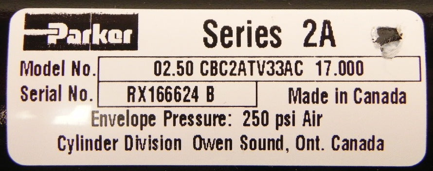 Parker Pneumatic Cylinder 2.5" DIA X 17" CBC2ATV33AC - Advance Operations