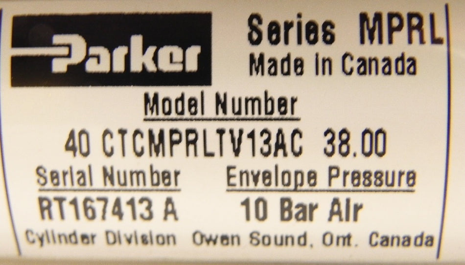 Parker Pneumatic Cylinder 40mm DIA x 38mm CTCMPRLTV13AC - Advance Operations
