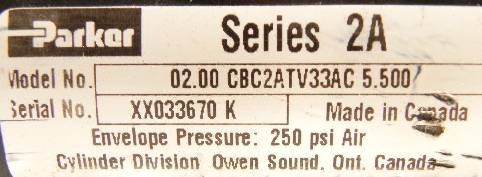 Parker Pneumatic Cylinder 2" DIA x 5.5" CBC2ATV33AC - Advance Operations