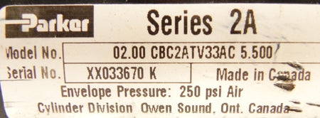 Parker Pneumatic Cylinder 2" DIA x 5.5" CBC2ATV33AC - Advance Operations