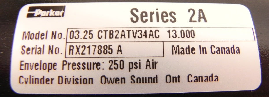 Parker Pneumatic Cylinder 3.25" X 13" CTB2ATV34AC - Advance Operations