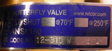 Dresser Nil-Cor Butterfly Valve 12" 310-W-V-S-L - Advance Operations