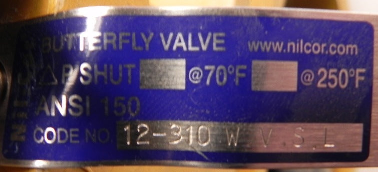 Dresser Nil-Cor Butterfly Valve 12" 310-W-V-S-L - Advance Operations