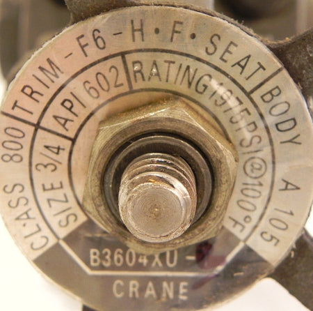 Crane B-3604XU-T Gate Valve 3/4" Socket Weld Class 800 - Advance Operations