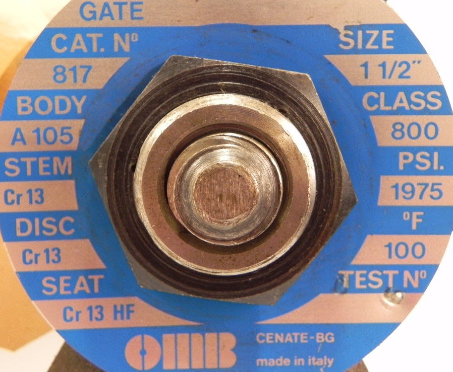 OMB Gate Valve 1-1/2" Welded Class 800 Cat # 817 - Advance Operations