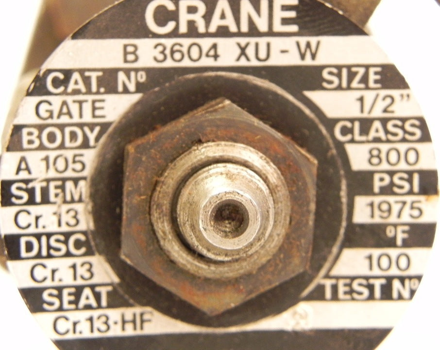 Crane B 3604 XU-W Gate Valve 1/2" Weld Class 800 - Advance Operations