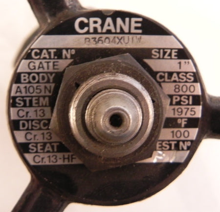 Crane B3604XUTW Gate Valve 1" NPT / 1" Weld Class 800 - Advance Operations